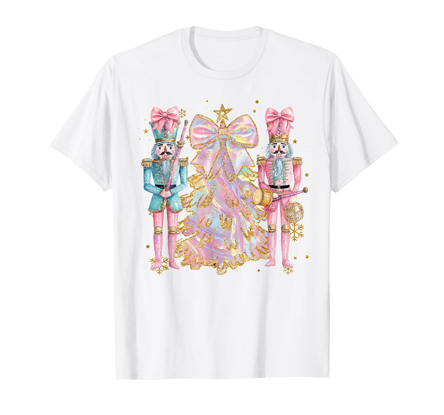 Coquette Christmas Tree Pink Nutcrackers Women Kids Girls T-Shirt