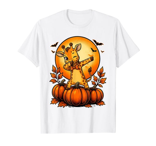 Dabbing Giraffe Lovers Pumpkin Halloween Fall Autumn Season T-Shirt