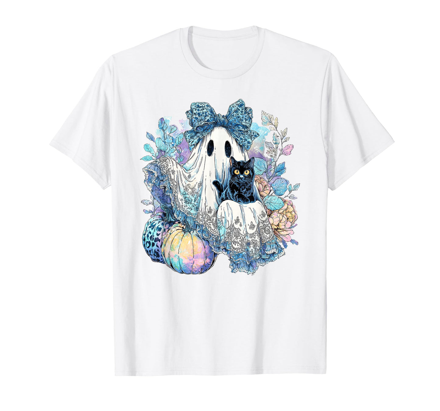 Pastel Halloween Lace Ghost Coquette Bow Leopard Spooky T-Shirt