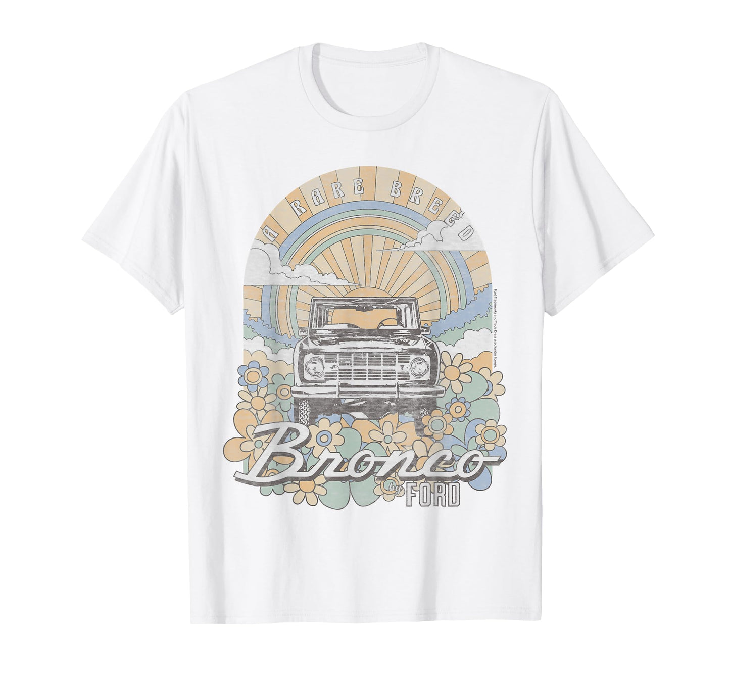 Ford - Bronco A Rare Breed Retro Flowers And Sun T-Shirt