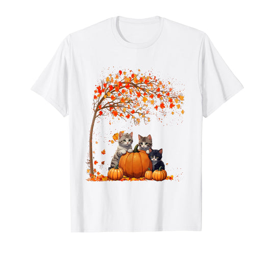 It's Fall Y'all Cat Leaf Fall Tree Hello Autumn Thanksgiving T-Shirt