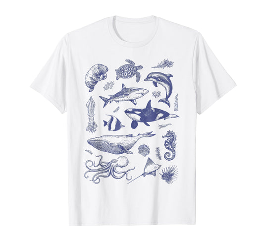 Vintage 90s Tattoo Sea Animal Ocean T-Shirt