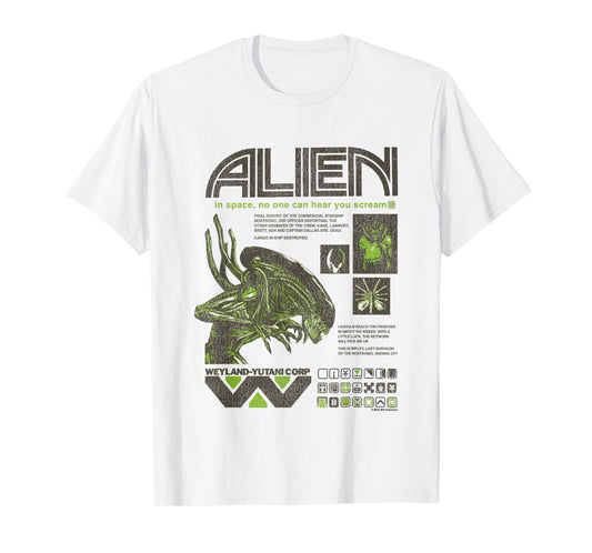 Aliens Iconic Quotes Collage Distressed Big Chest Text Logo T-Shirt