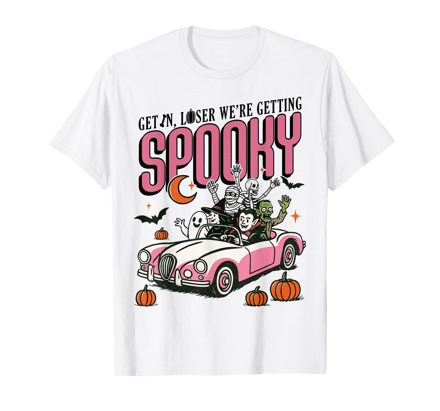 Retro Halloween Spooky Vintage Witch Skeleton Horror Pumpkin T-Shirt