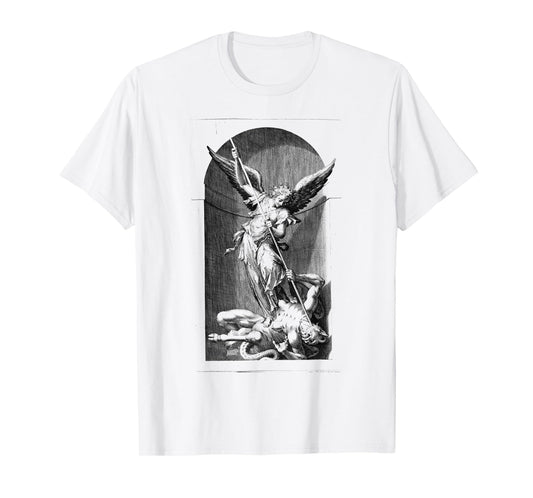 Saint Michael the Archangel Defeating Satan Christian T-Shirt