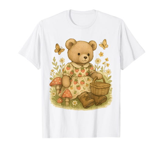 Cottagecore Strawberry Teddy Bear Flowers Mushroom Butterfly T-Shirt