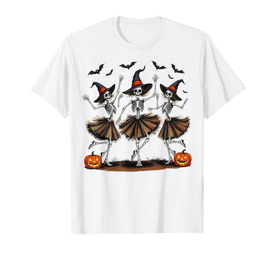 Dancing Skeleton Witches Halloween Costume Spooky Season T-Shirt