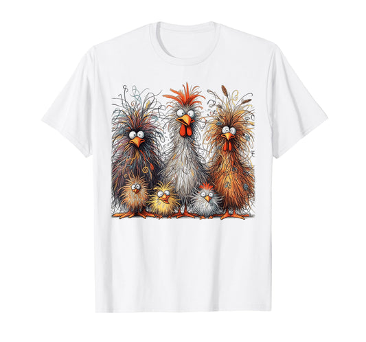Eagerlys Colorful Funny Chicken Art, Crazy Chicken Family T-Shirt