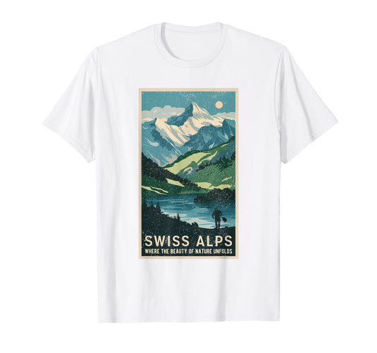 Vintage Travel Posters Swiss Alps Scenic Mountain Landscape T-Shirt