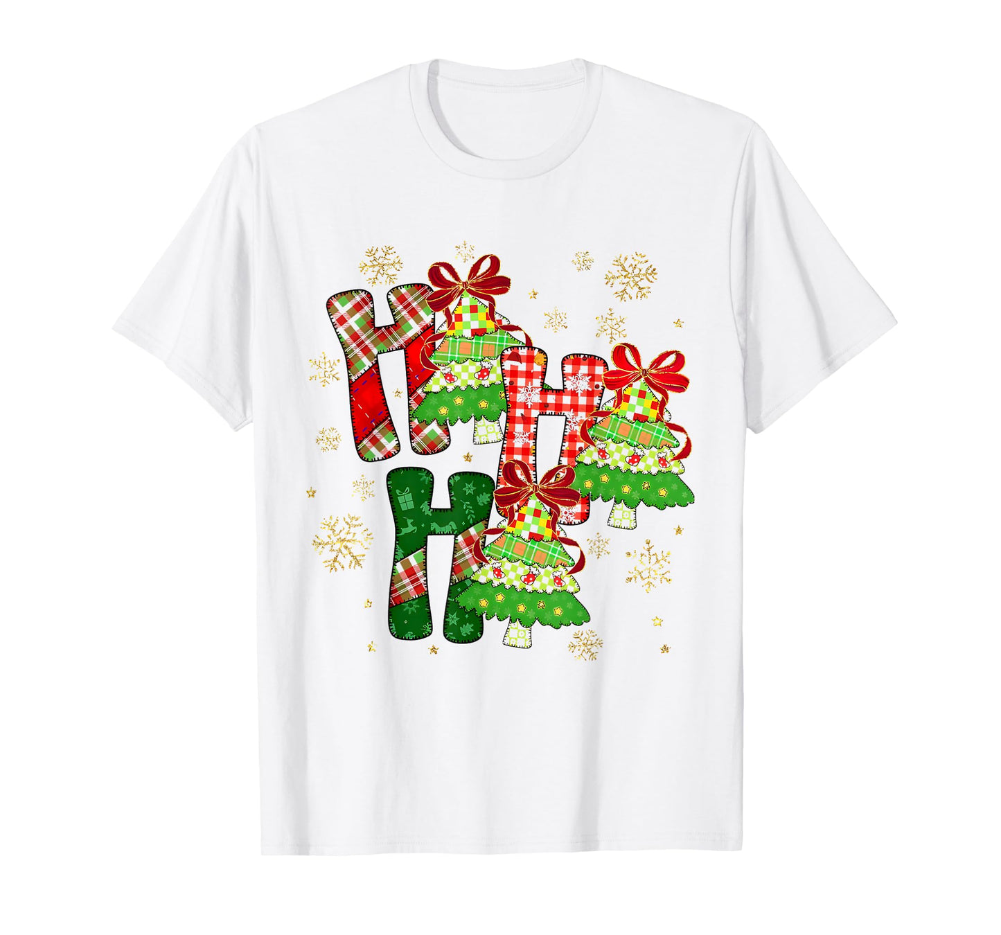 HO HO HO Merry Christmas Coquette Bow Xmas Trees Holiday T-Shirt