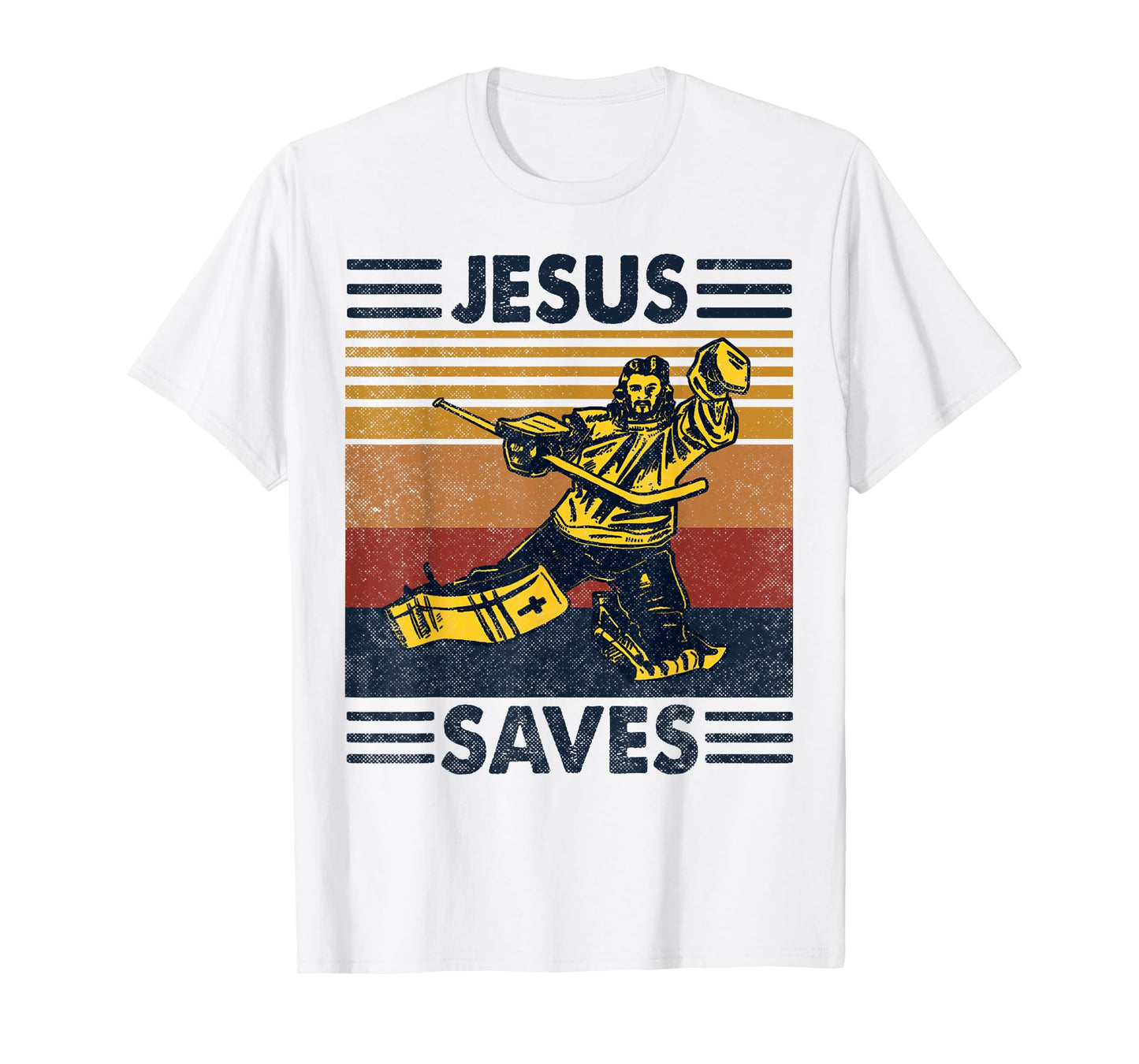 Jesus Saves Ice Hockey Goalie Sport Religious Christian Gift T-Shirt