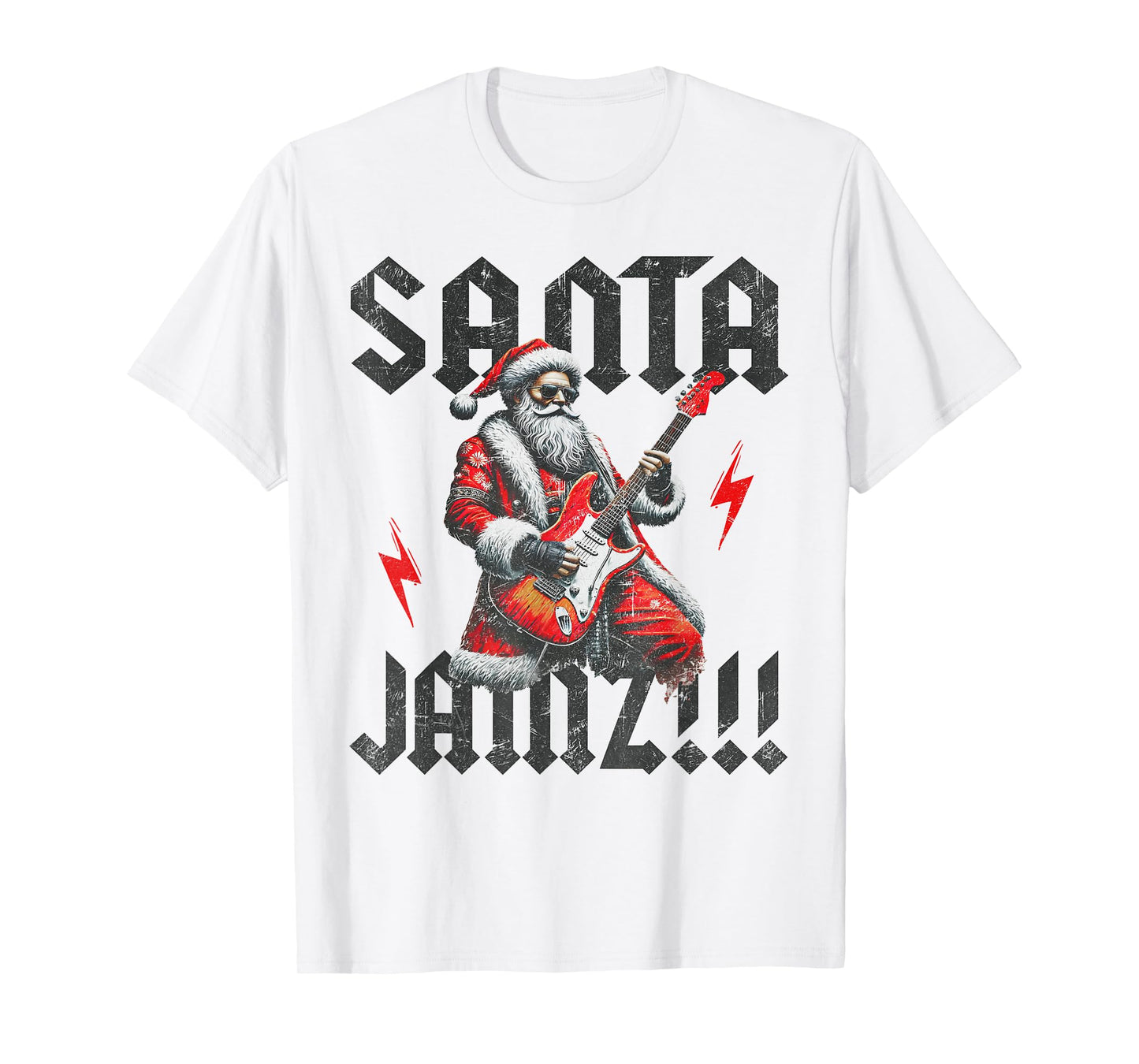 Rock and Roll Christmas Santa Claus Guitar Player Men Women T-Shirt