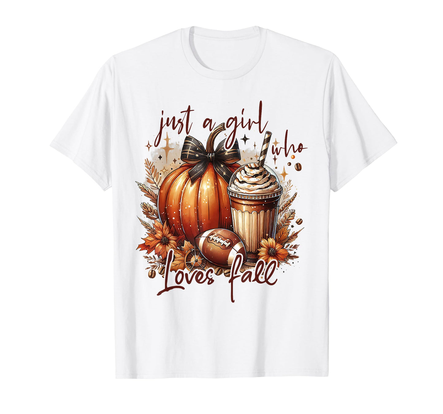 Just A Girl Who Loves Fall Pumpkin Football Cozy Autumn T-Shirt