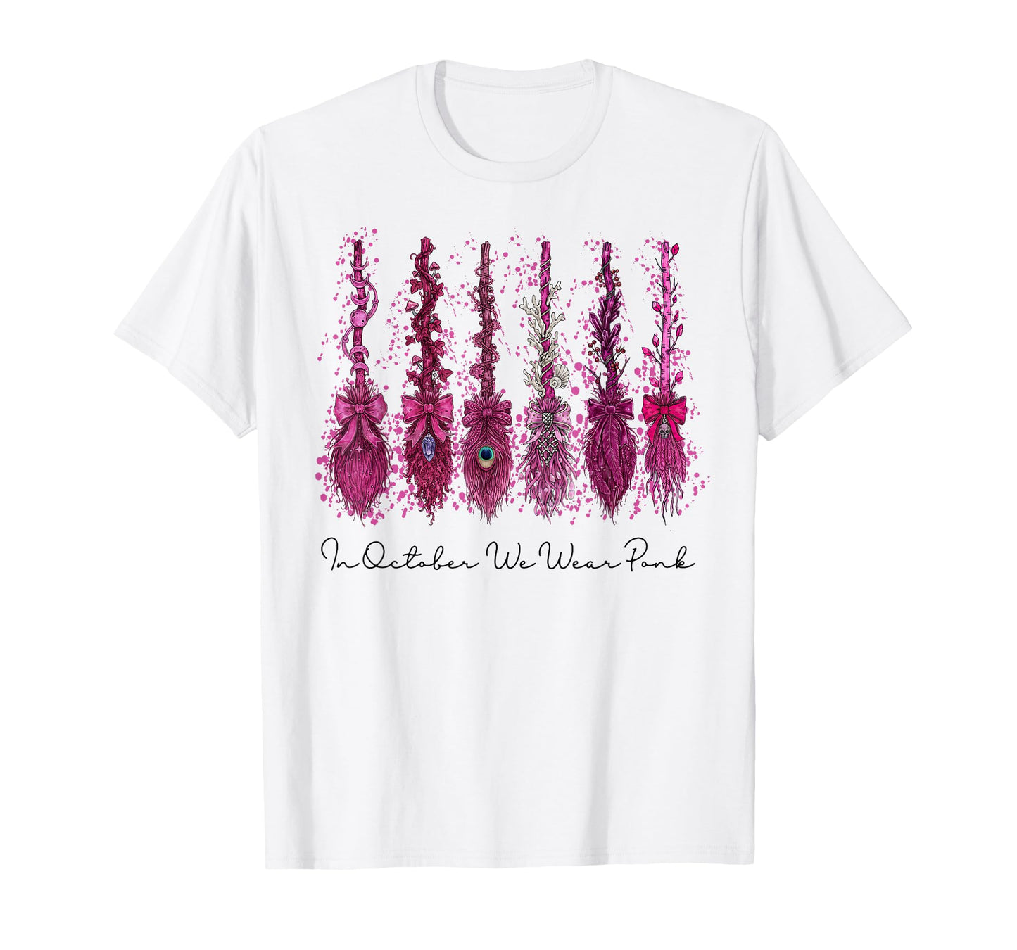 in October We Wear Pink, Witches Cancer Bow, Breast Cancer T-Shirt