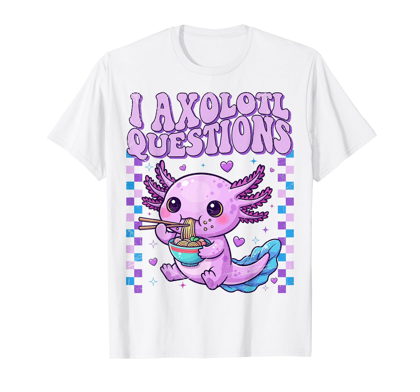Kids Funny Vintage I Axolotl Questions Purple Graphic T-Shirt