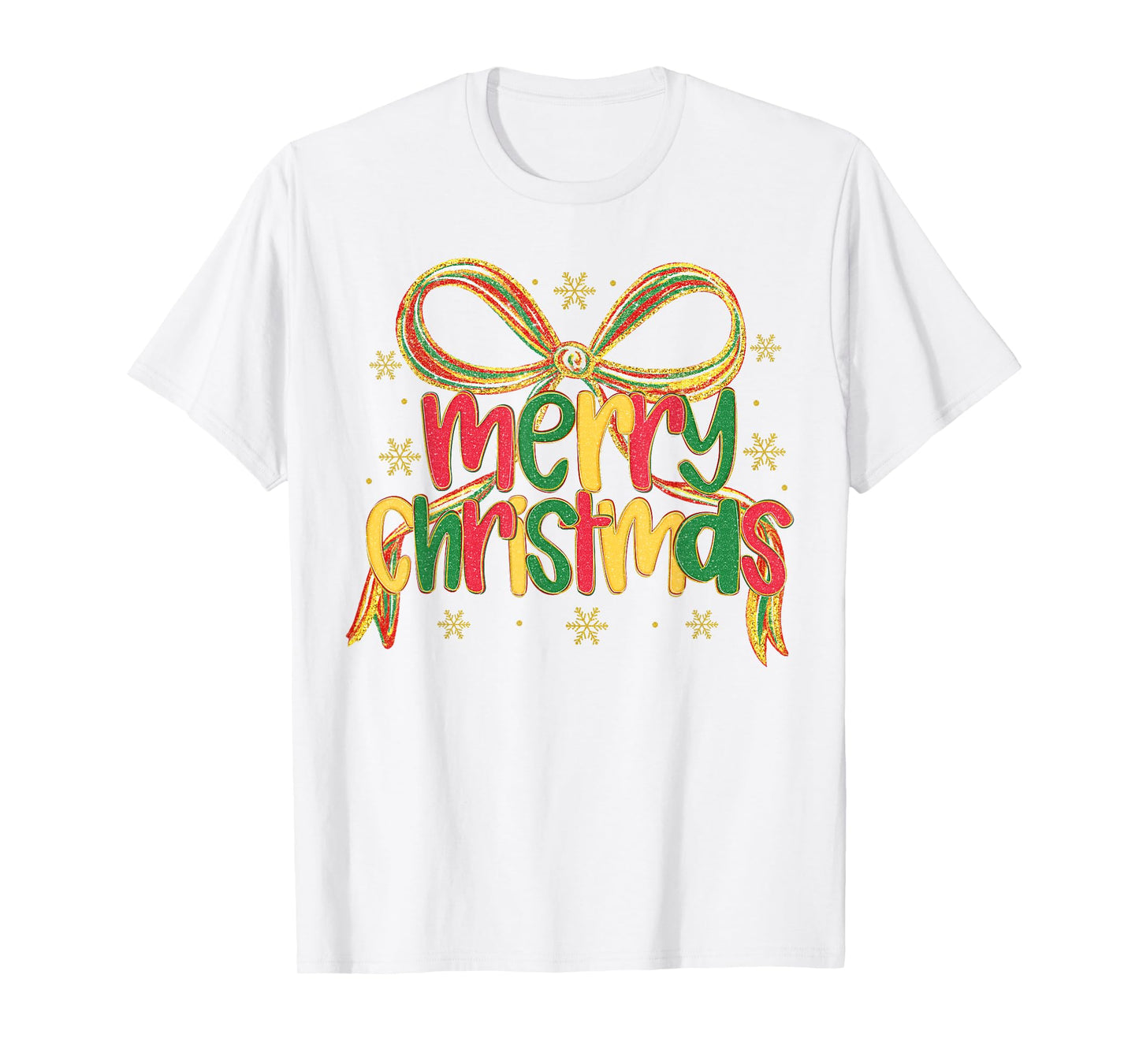 Merry Christmas Bow Coquette Preppy Cute Xmas Women Kids T-Shirt