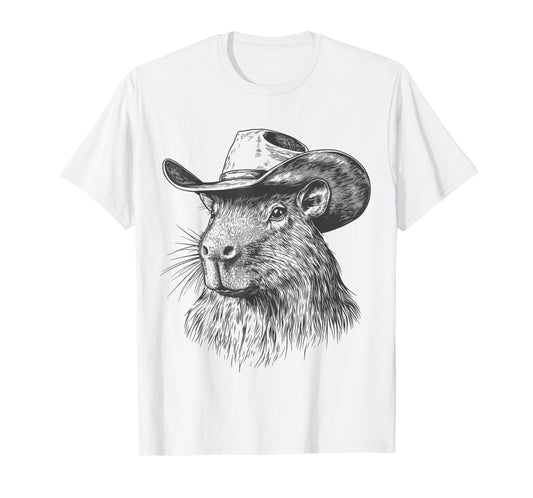 Capybara Cowboy Hat Funny Western Capybara Lover Vintage T-Shirt