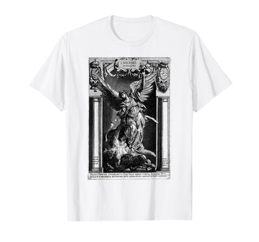 Saint Michael the Archangel Defeating Satan Christian T-Shirt