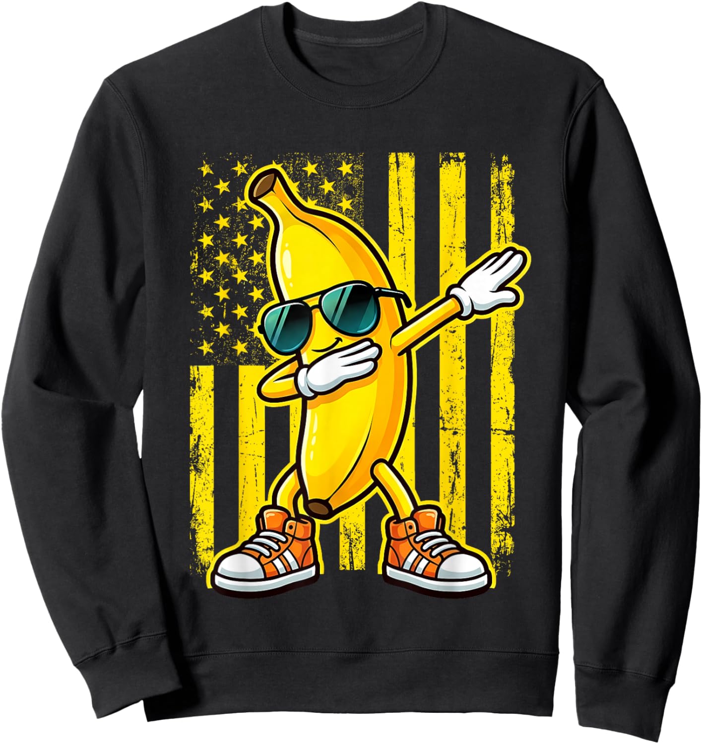 Dabbing Banana USA American Flag Patriotic Banana Lover Kids T-Shirt - Sweatshirt | Black