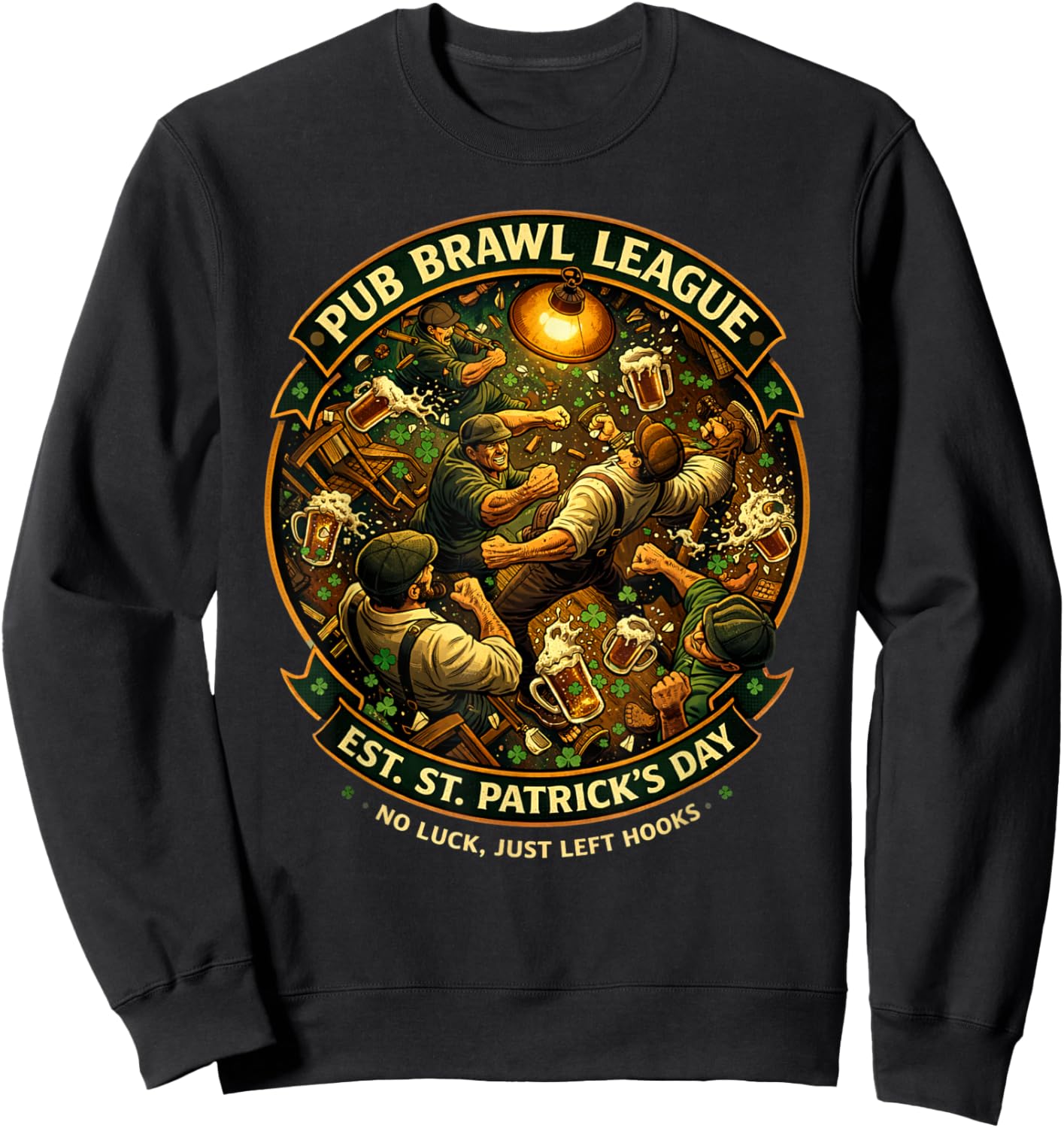 Pub Fight League St Patricks Day Bar Crawl Party T-Shirt - Sweatshirt | Black