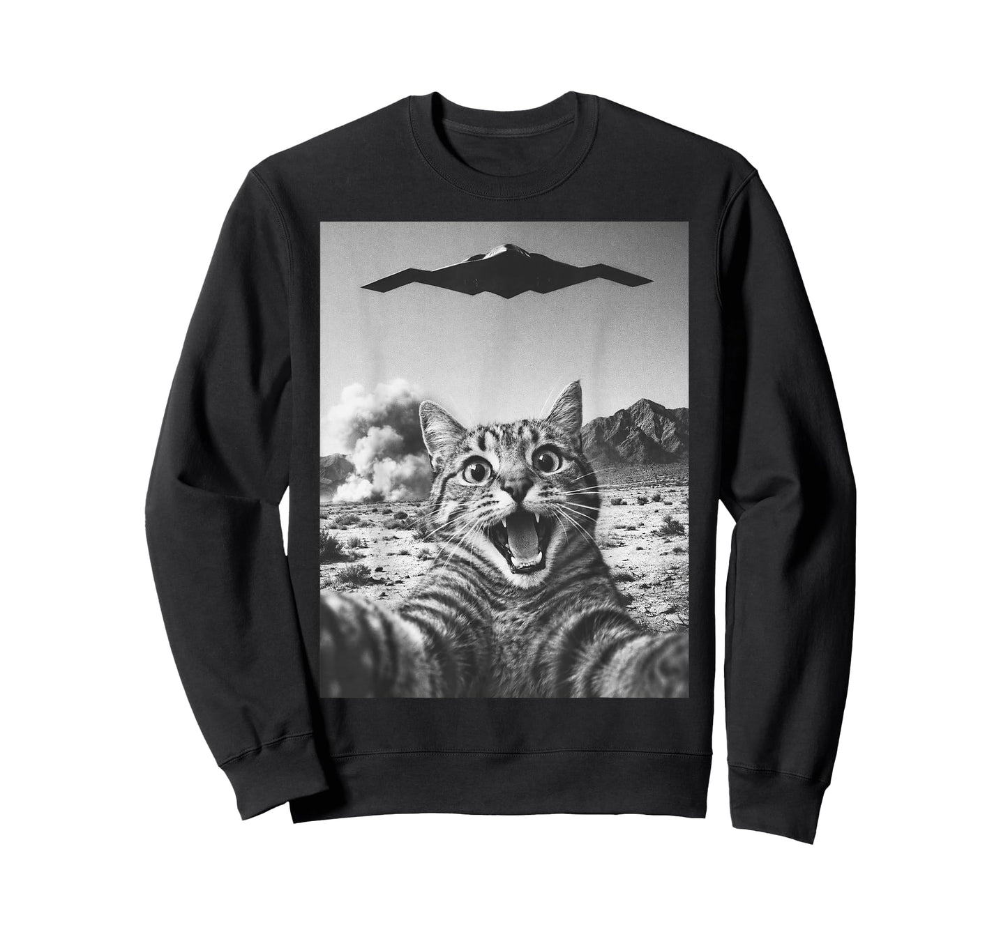 Cat Selfie Funny Operation Epic Fury Cat Meme T-Shirt - Sweatshirt | Black