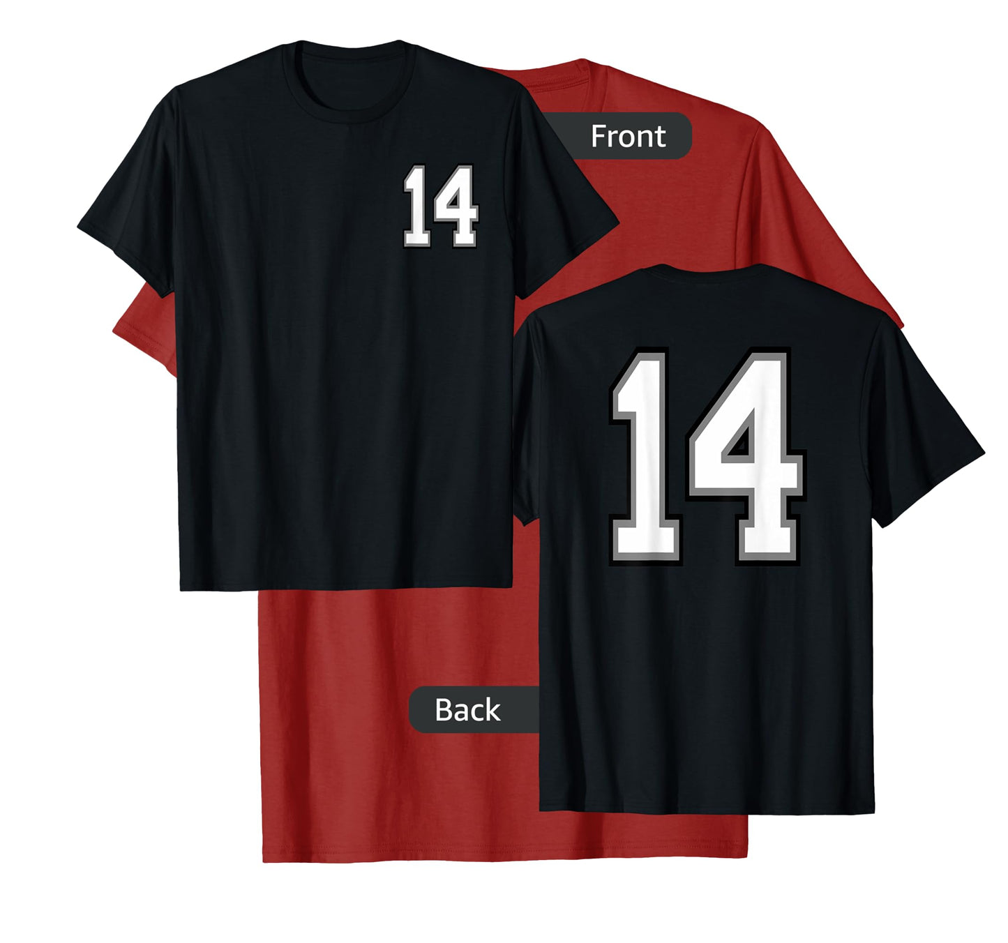 Number 14, 14 in Black, White and Gray T-Shirt