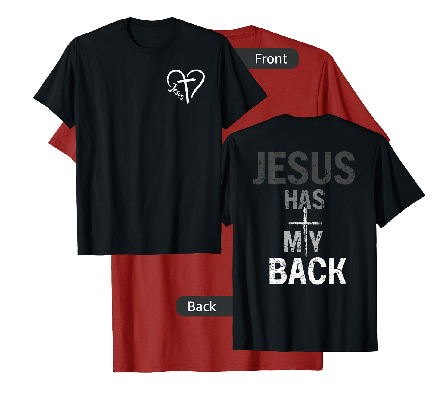 Christian Tshirt Jesus Has My Back Retro (Front and back) T-Shirt