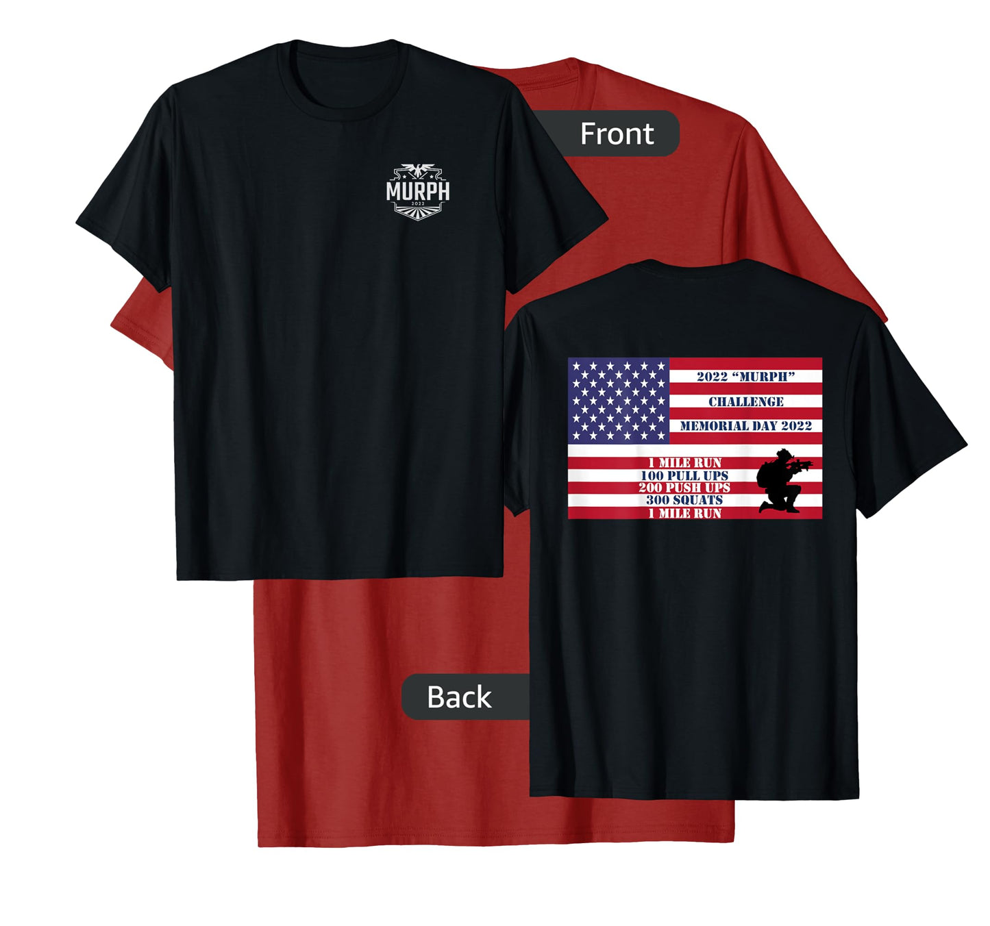 Murph Workout Challenge 2022 Memorial Day WOD T shirt back T-Shirt