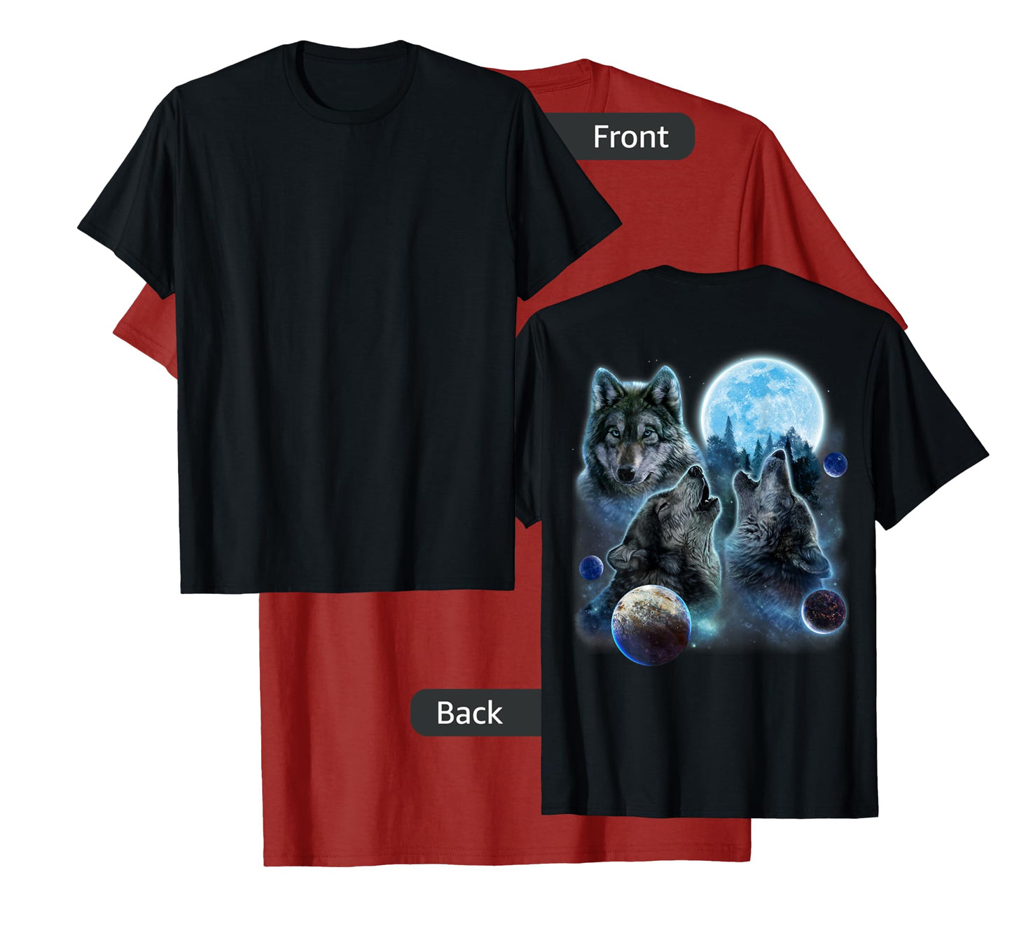 Three Wolf Howling and Moon T-Shirt