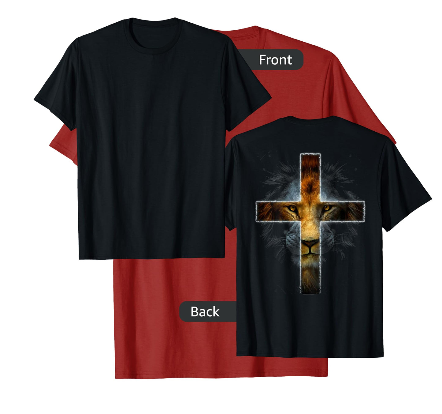 Christian Jesus Lion of Tribe Judah Cross Men Women ON BACK T-Shirt