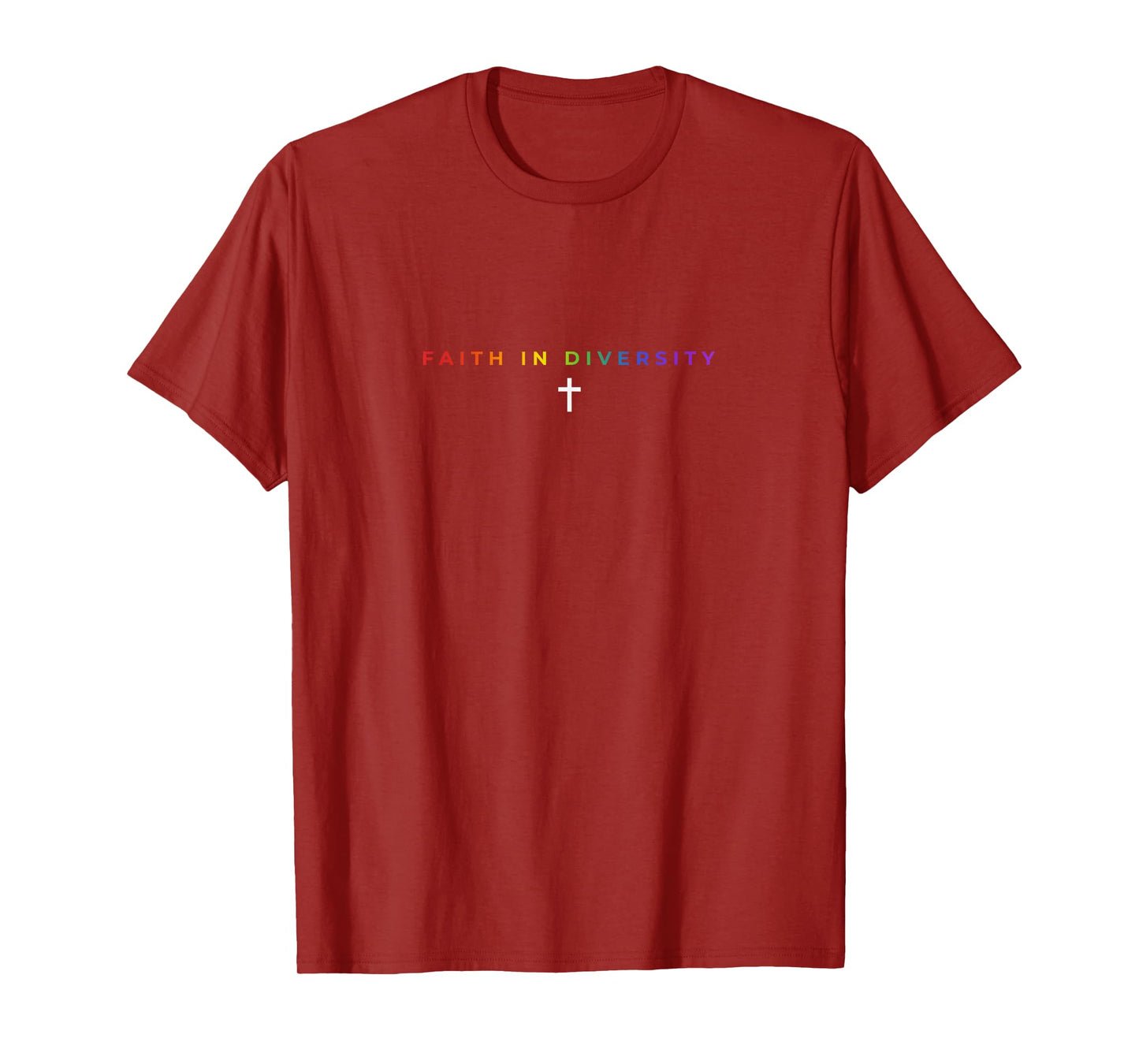 Faith In Diversity Rainbow Cross LGBTQ Christian Pride Flag T-Shirt