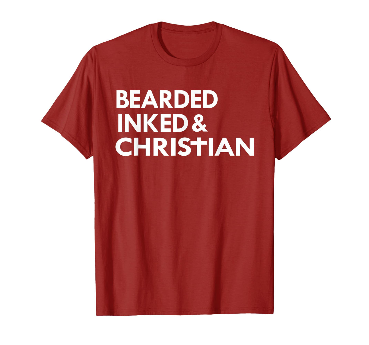 Mens Bearded Inked Christian Funny Beard Tattoo Tats T-Shirt