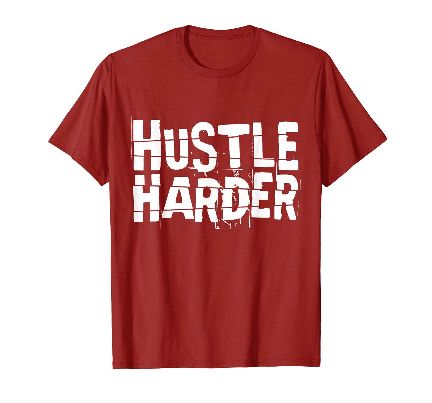 Motivational Quote CEO Entrepreneur Gifts by DMTRY Hustle Harder Unisex-Adults Black Cotton Blend Modern Crew Neck Short Sleeve T-Shirt Small