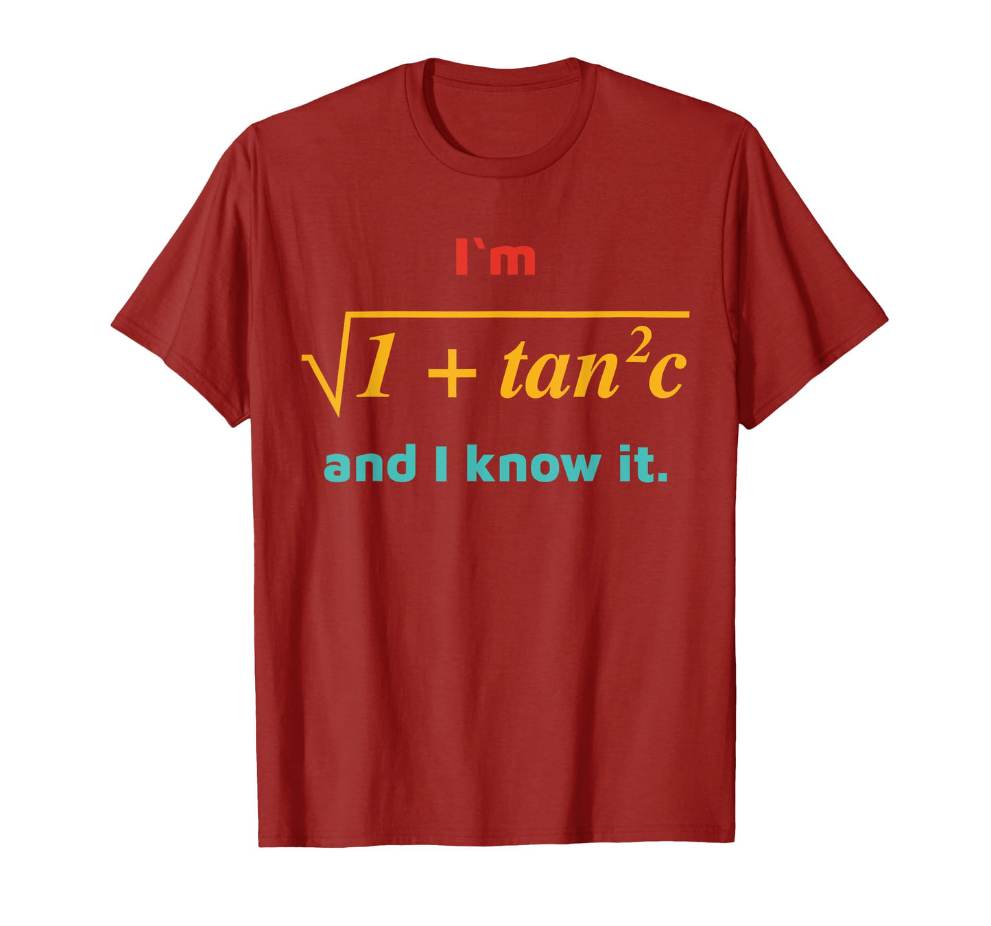 I'm 1 + Tan 2 C And I Know It Funny Math Vintage Design T-Shirt