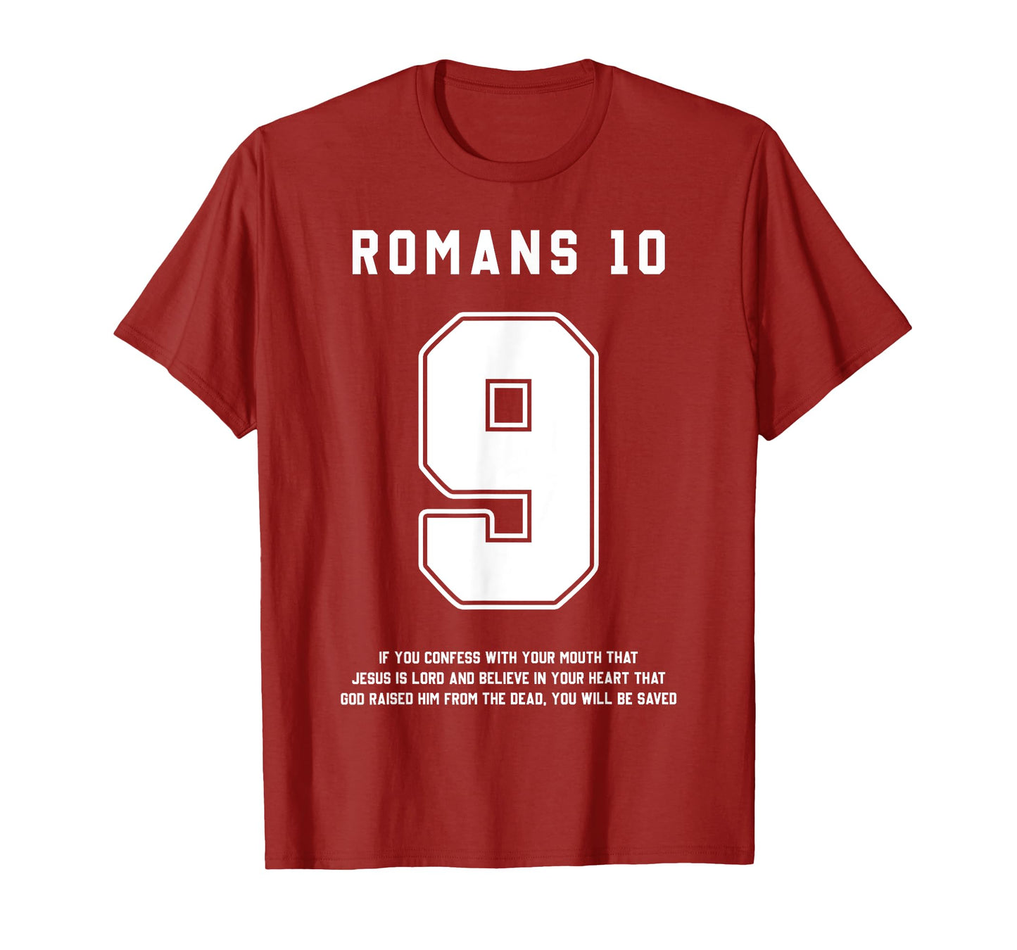 Romans 10:9 Bible Verse Team Sports Jersey Christian T-Shirt