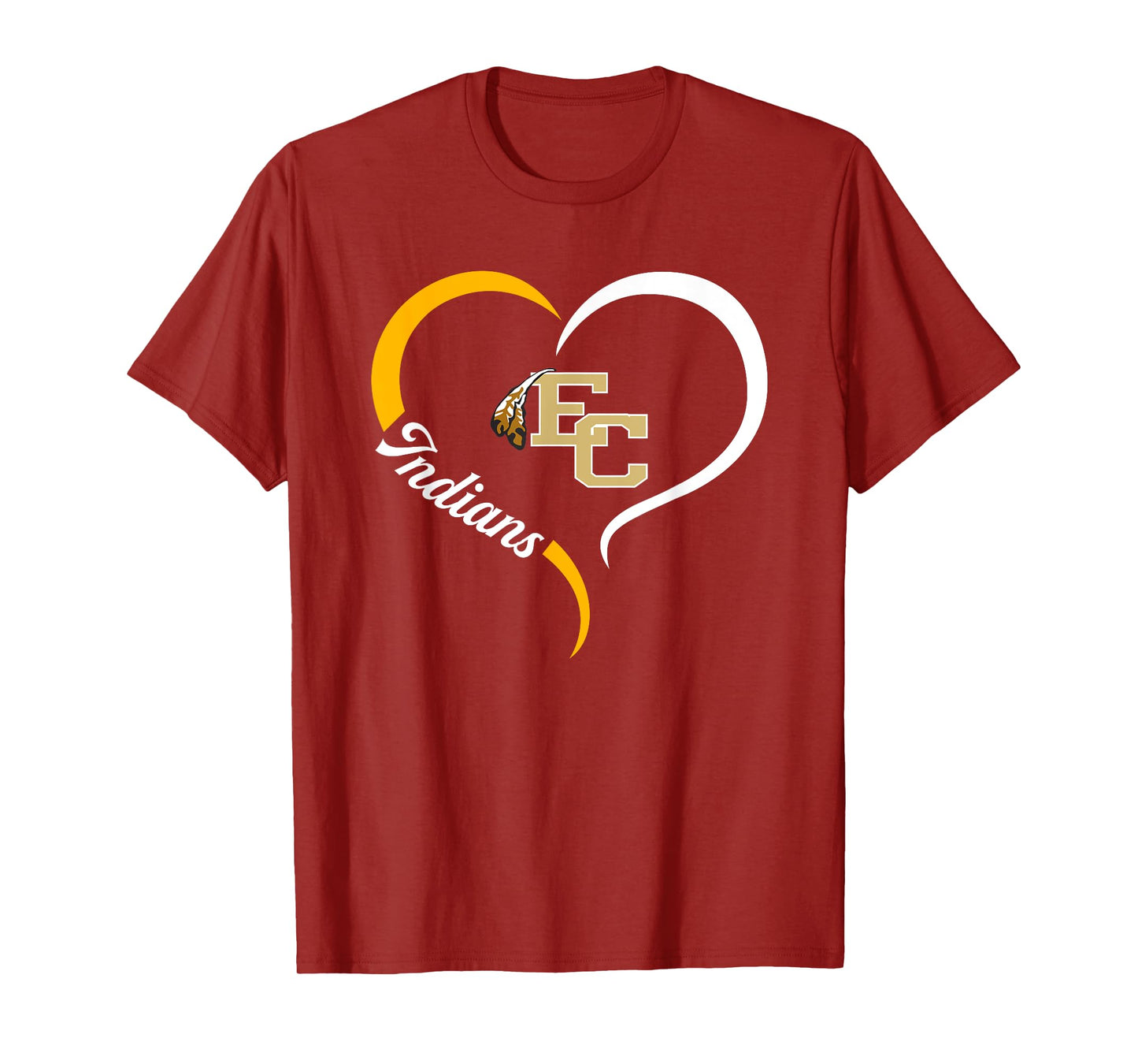 East Coweta Indians Logo Half Heart Slogan HS T-Shirt