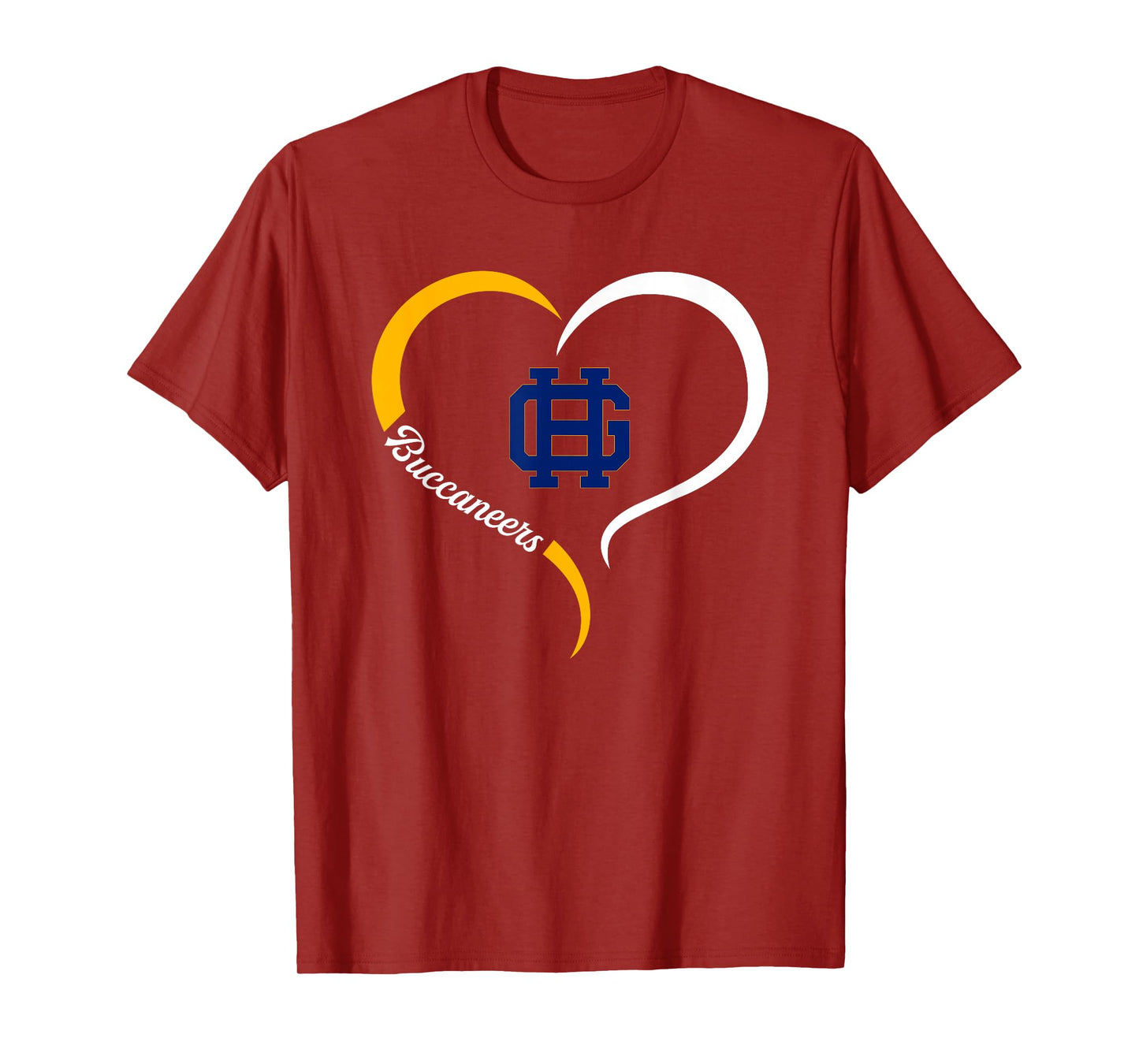 Grand Haven Buccaneers Logo Half Heart Slogan HS T-Shirt
