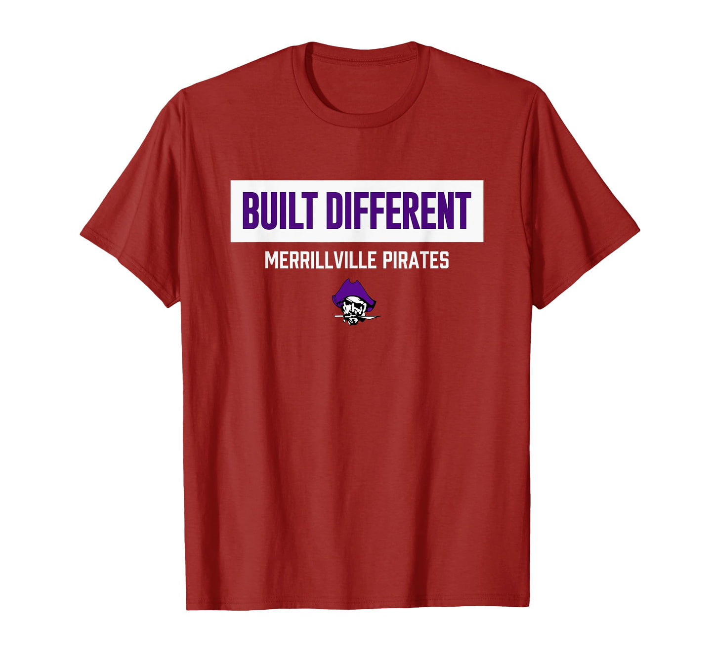 Merrillville Pirates Logo Built Different HS T-Shirt