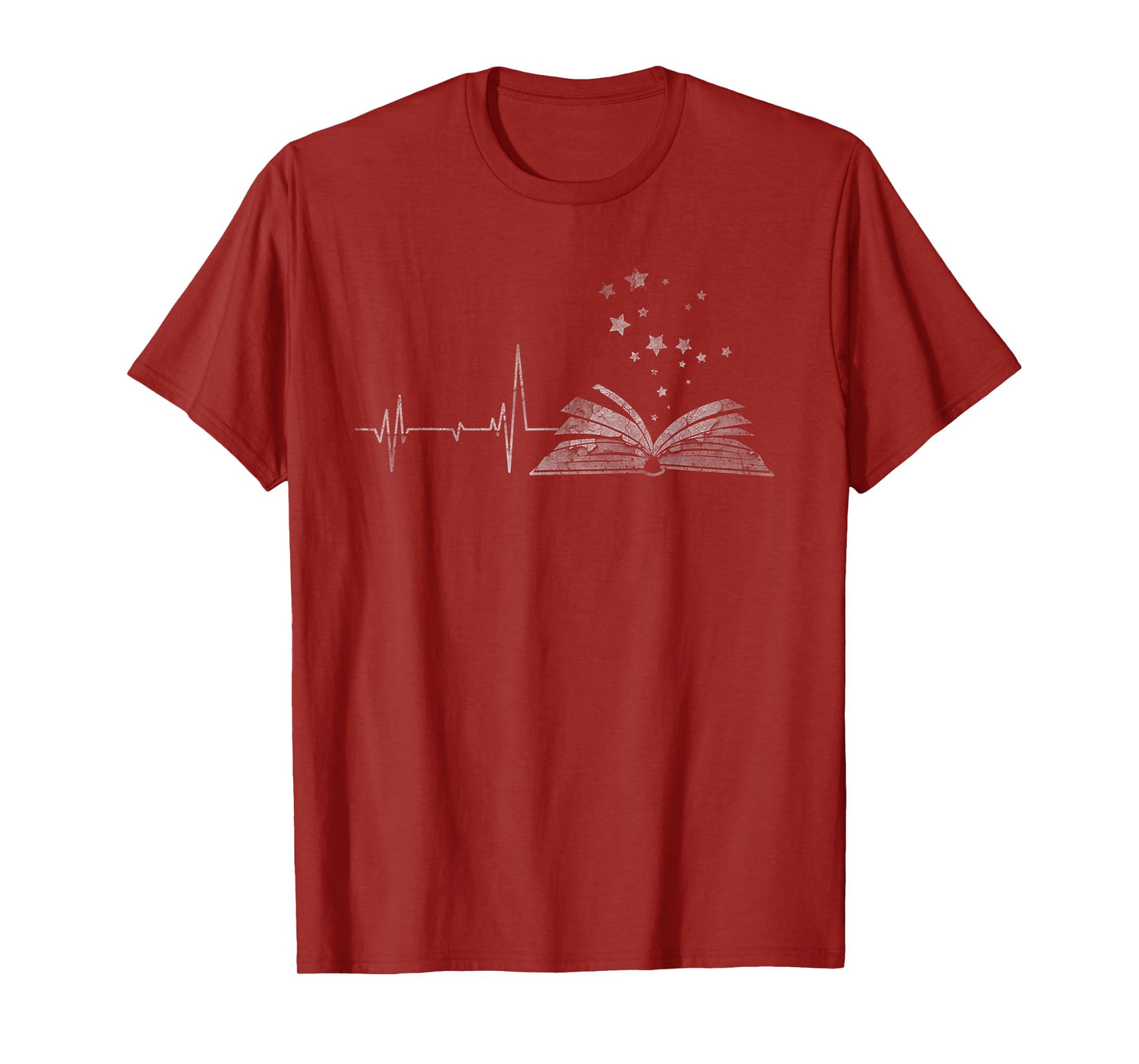 Vintage Retro Distressed Heartbeat Book Reader Lover Gift T-Shirt