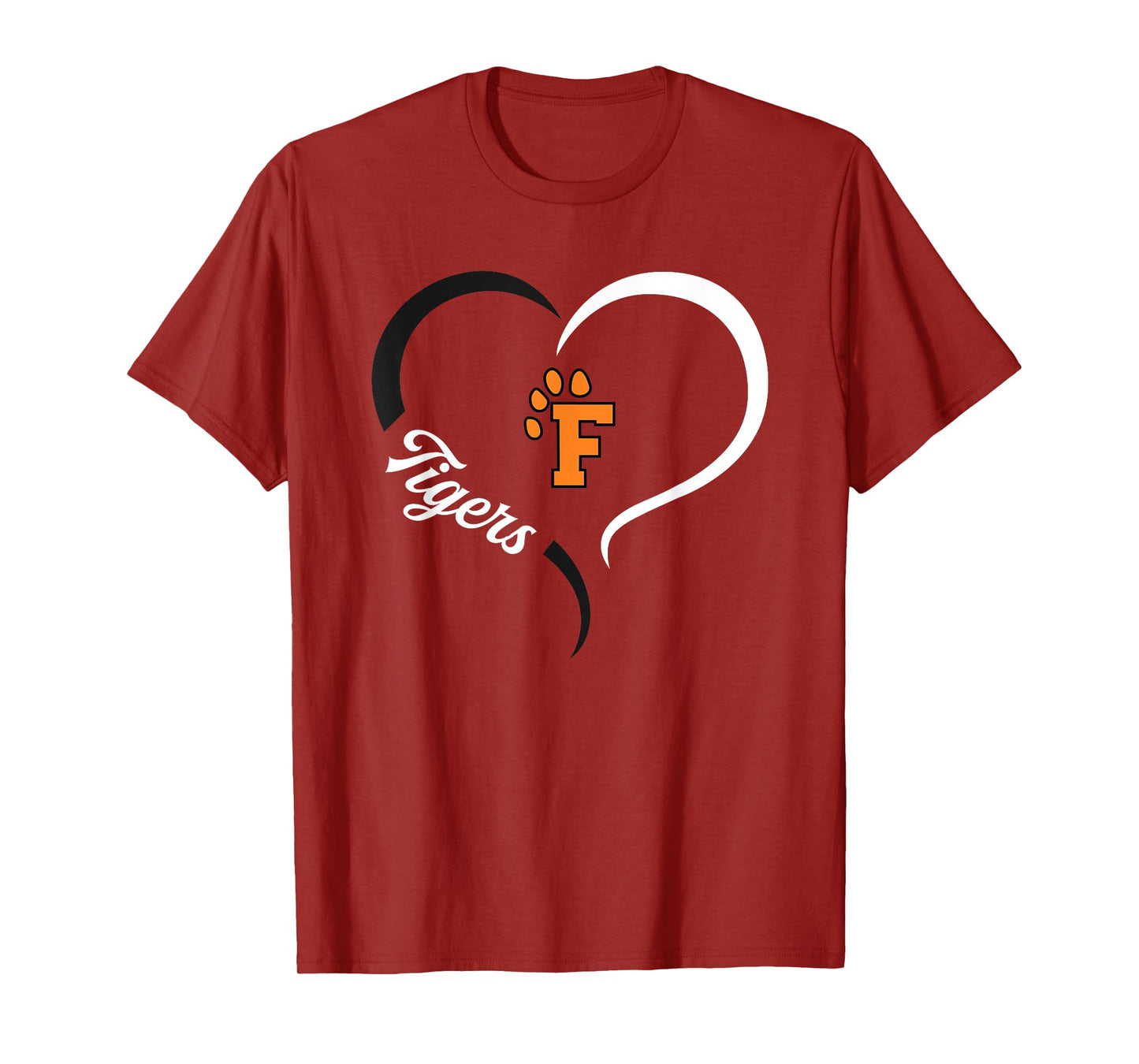 Fenton Tigers Logo Half Heart Slogan HS T-Shirt