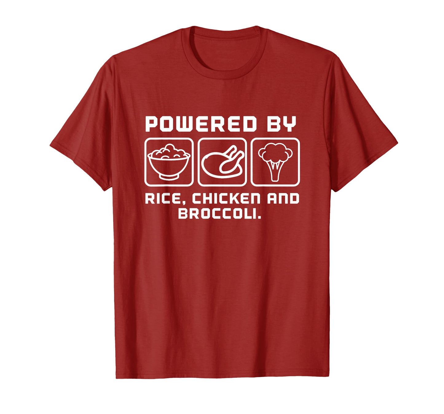Powered by rice chicken and broccoli funny new year diet T-Shirt