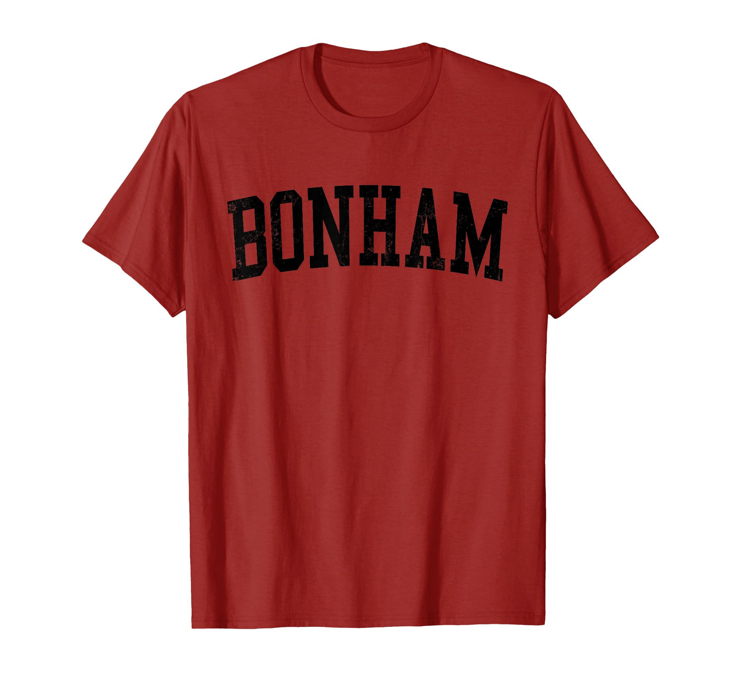 Vintage Bonham TX Distressed Black Varsity Style T-Shirt