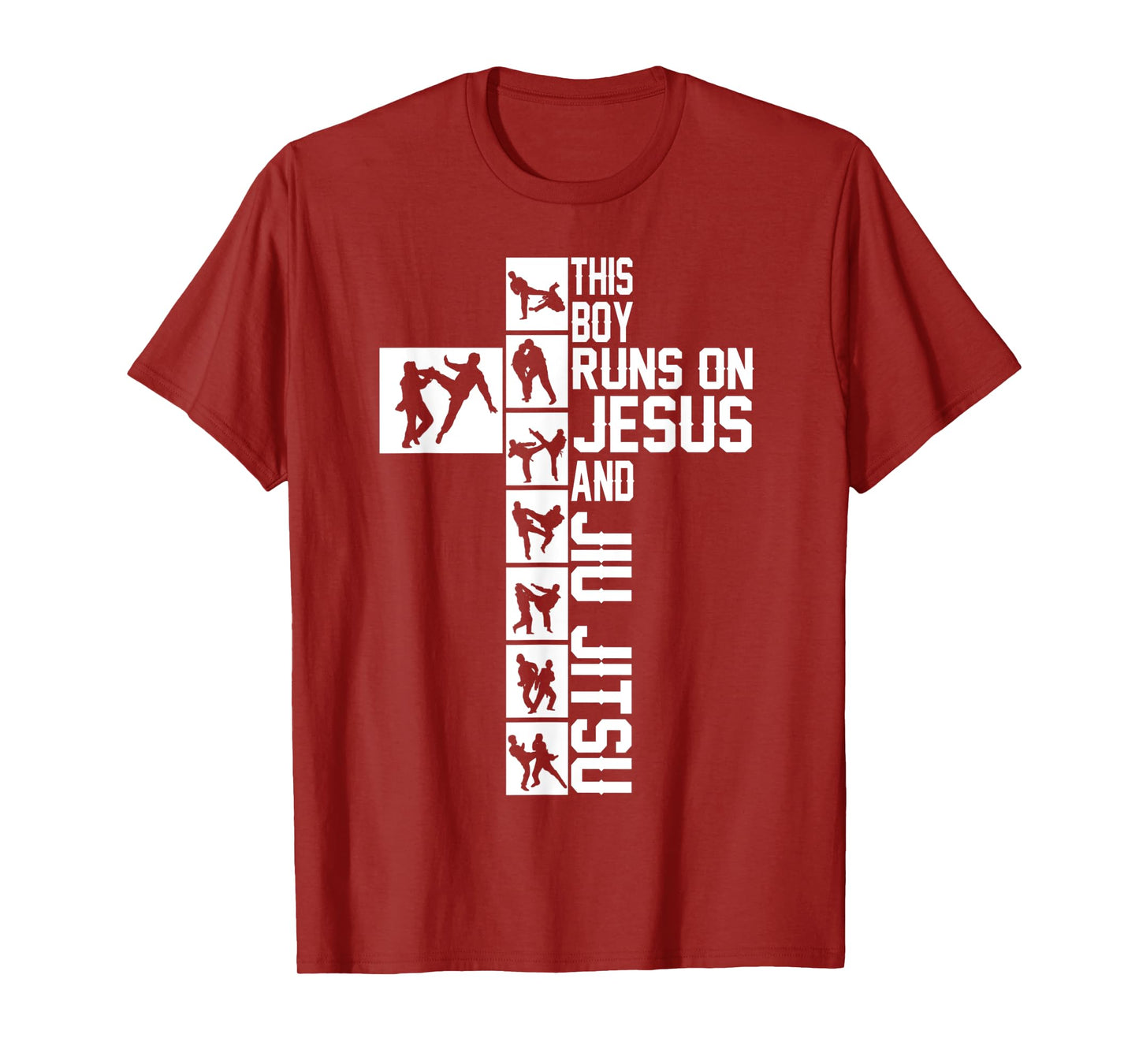 christian jiu jitsu tee this boy runs on jesus and jiu jitsu T-Shirt
