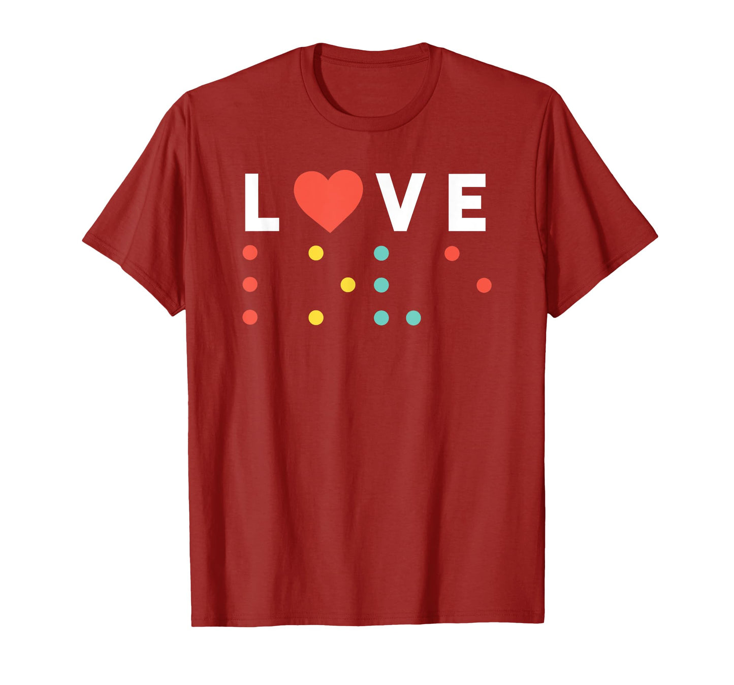 Vintage Love, Braille love gift, red heart T-Shirt