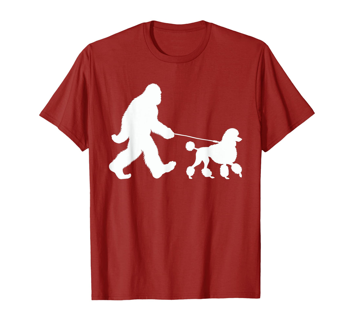 Bigfoot Walking a Dog Funny Standard Poodle Lovers Dog Dad T-Shirt