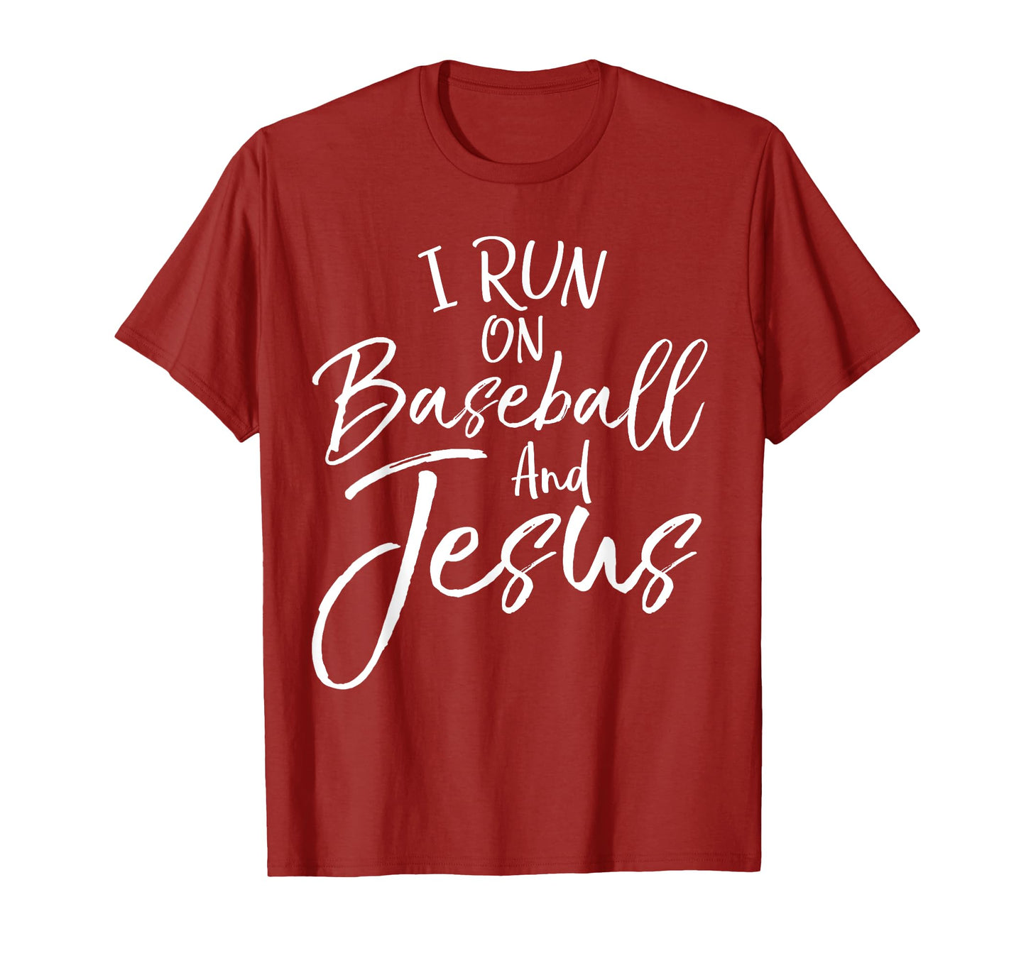 I Run on Baseball and Jesus Shirt Cool Christian Tee for Boy T-Shirt