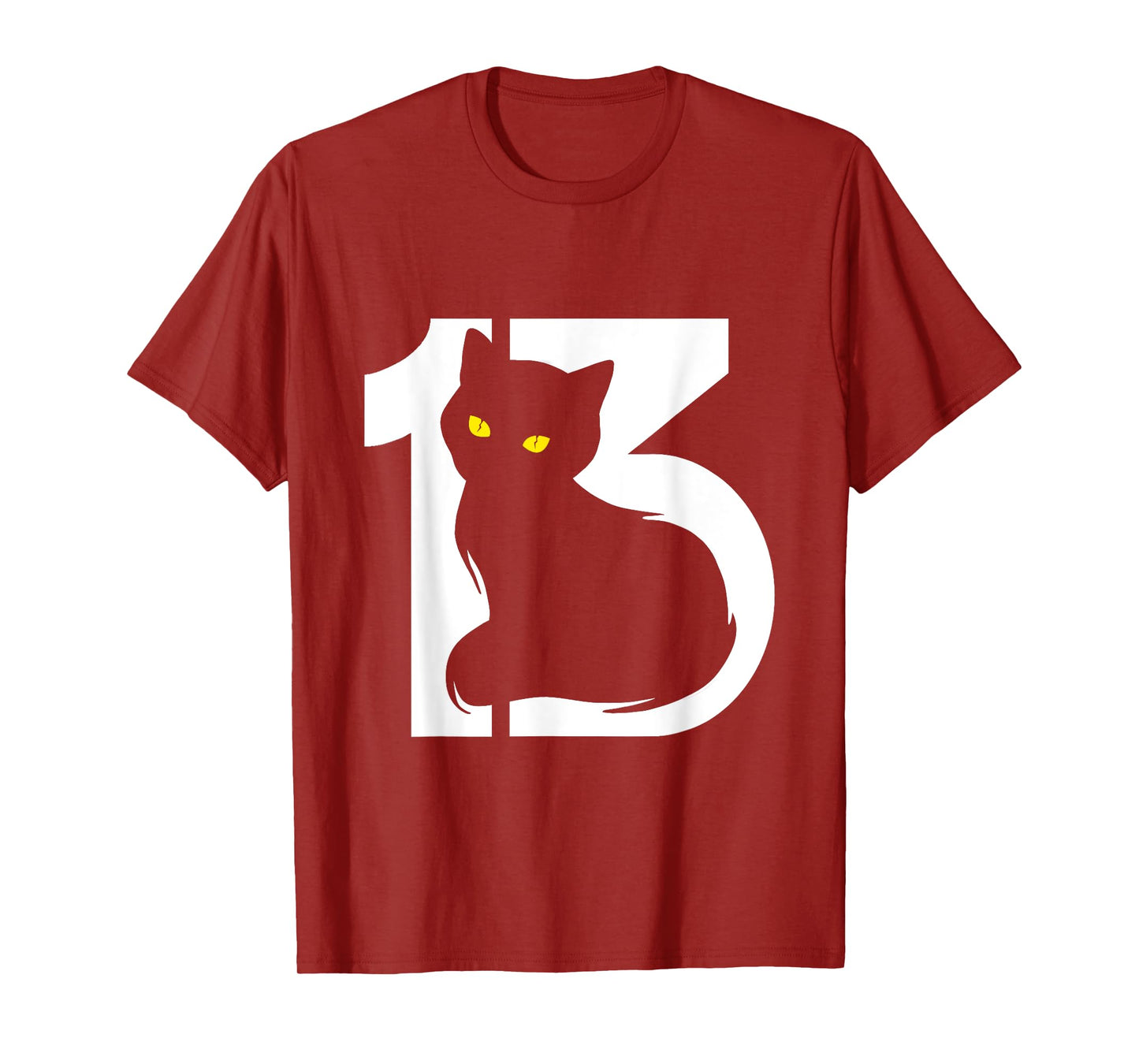 Unlucky Number 13 Cat Silhouette T-Shirt for Men Women Kids