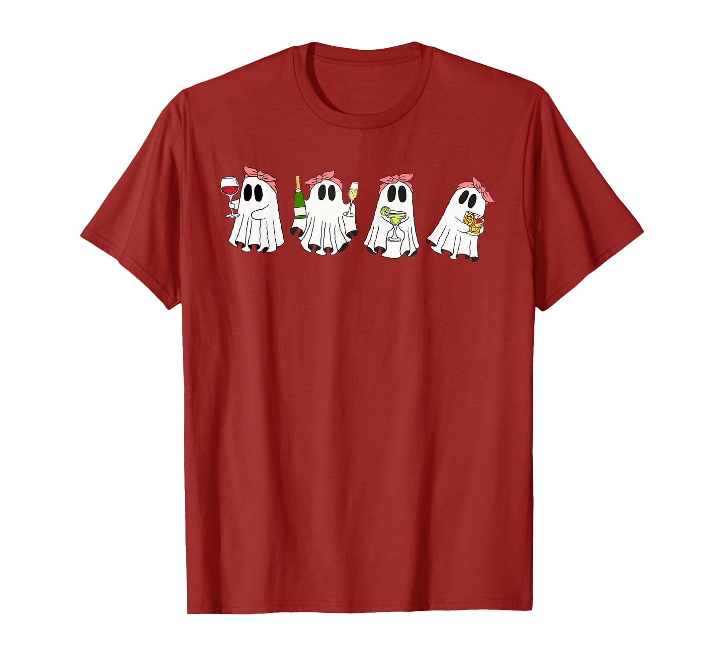 Halloween Ghost Wine Ghost Cute Lace Ghost Halloween Spooky T-Shirt