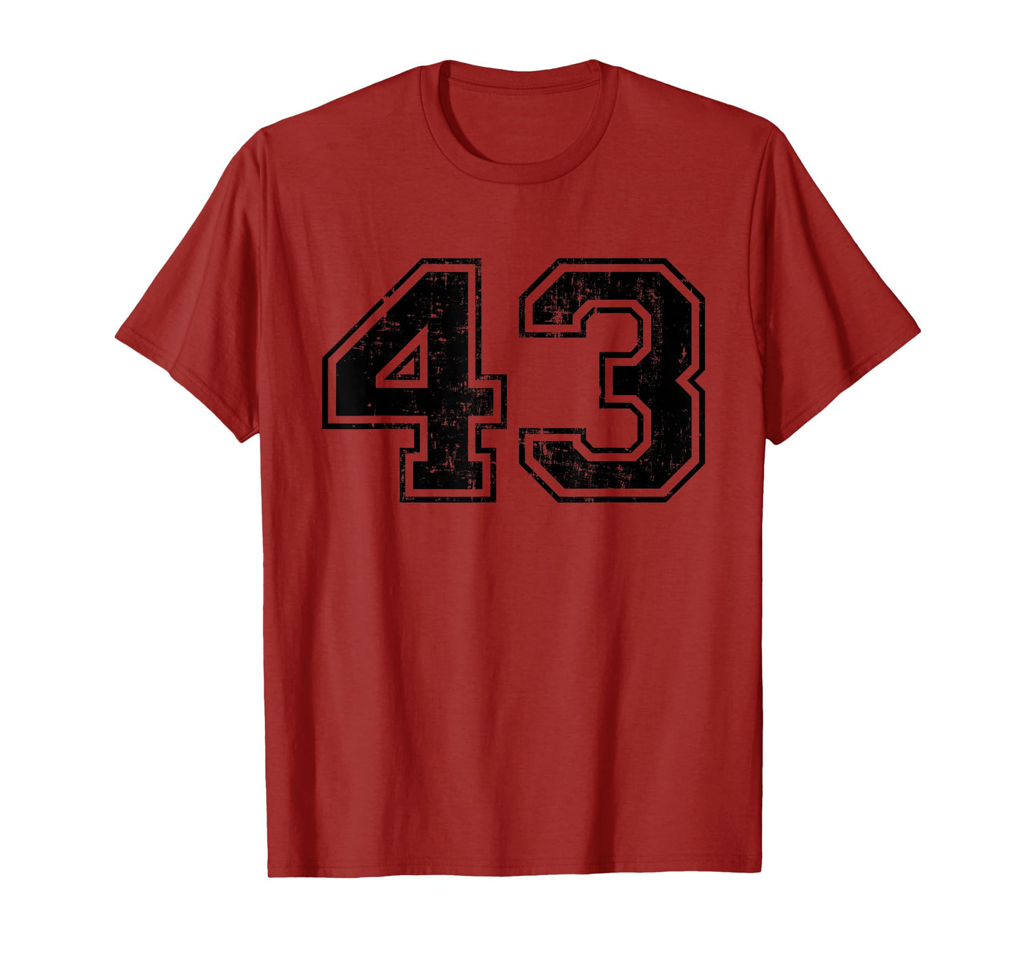 Number 43 Varsity Distressed Vintage Sport Team Player's T-Shirt