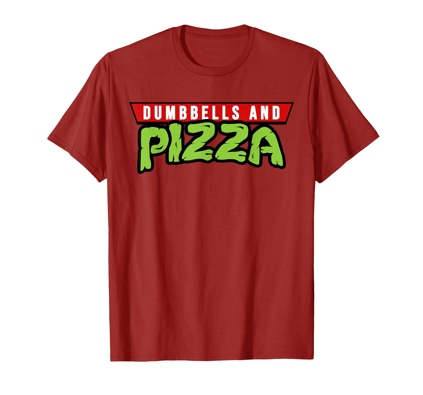 Dumbbells and Pizza Funny Cute Turtle Themed Gym and Fitness T-Shirt